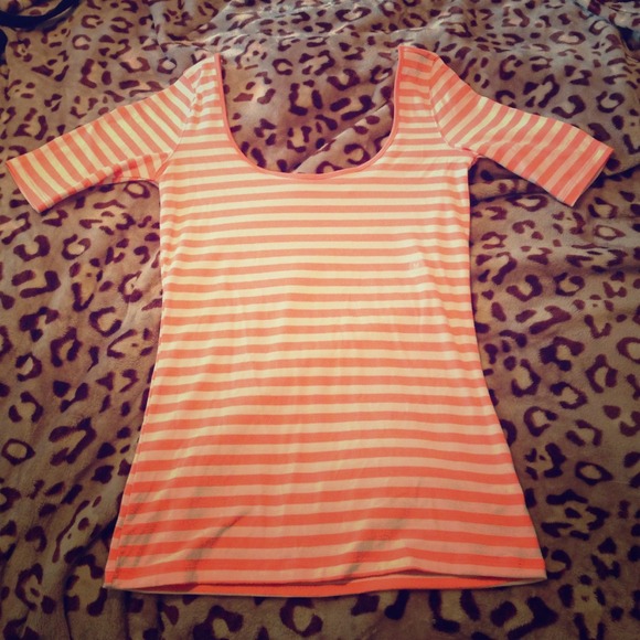 Kirra orange and white striped boat neck tee