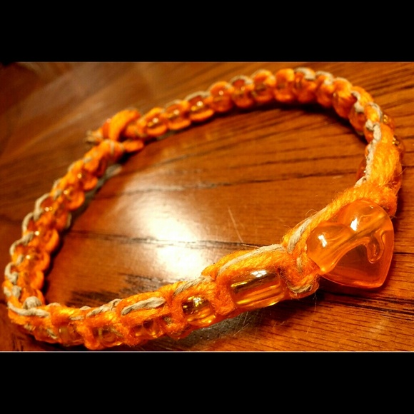 Orange Heart Hemp Necklace HANDMADE SALE - Picture 2 of 4