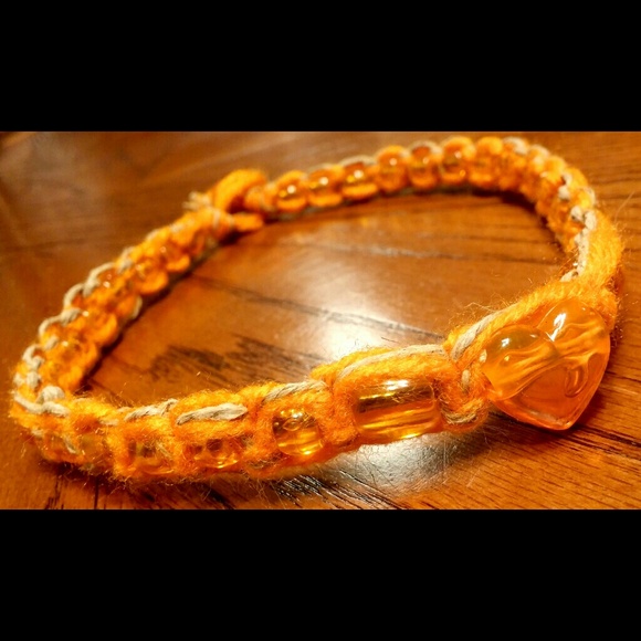 Orange Heart Hemp Necklace HANDMADE SALE - Picture 3 of 4