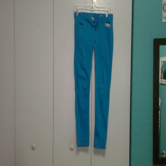 Bright blue jeans