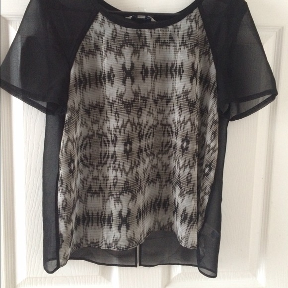 New Black Sheer Printed Blouse from American Eagle - Picture 3 of 4