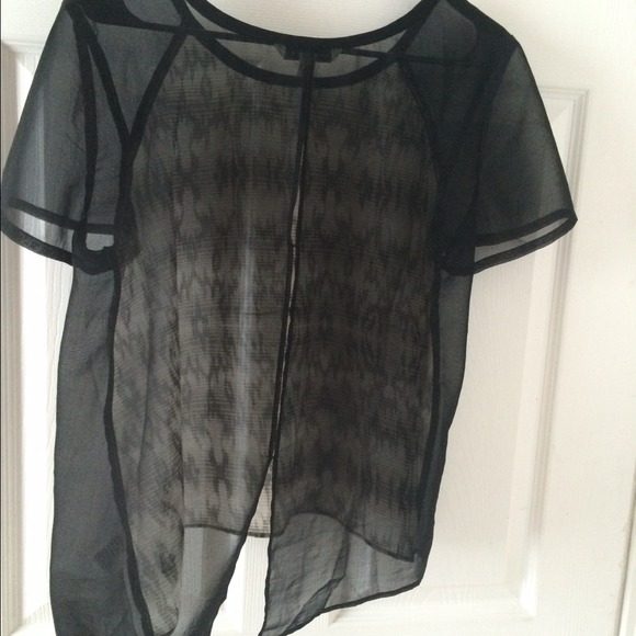 New Black Sheer Printed Blouse from American Eagle - Picture 4 of 4