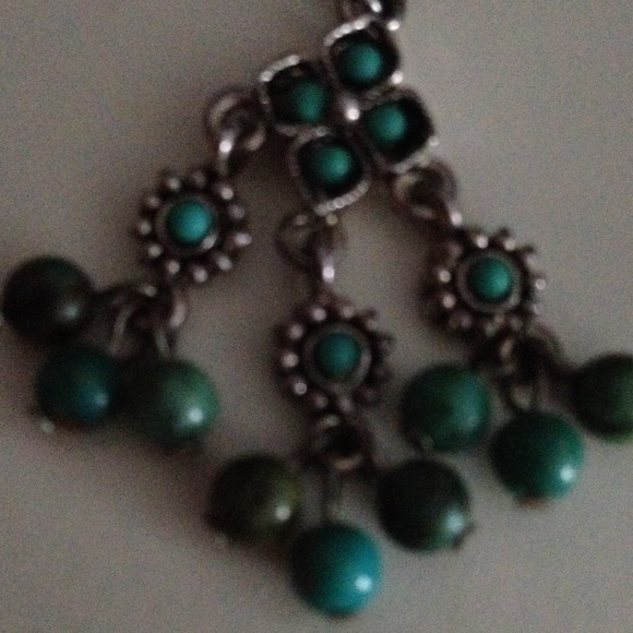R J Graziano Silver tone and Turquoise Earrings - Picture 2 of 4