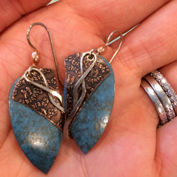 Copper and aqua earrings