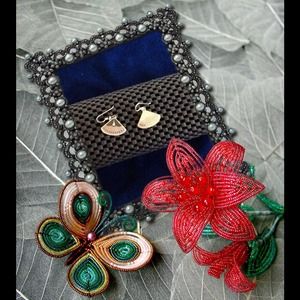 VINTAGE Laurel Burch Goldtne PINK fan / "CATHERINE