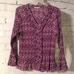 Fred David crinkle purple blouse button up 1X