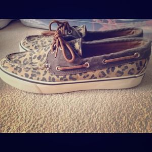 Sperry top-siders cheetah print with brown accent