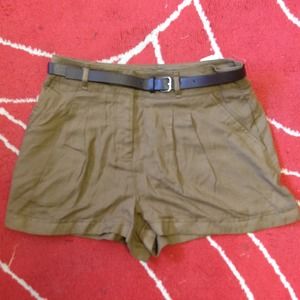 Forever  21 Pleated Cuffed Shorts w/Belt - Cocoa