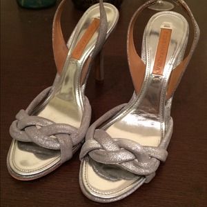 BCBG Mirna Sandal, metallic silver size 6.5