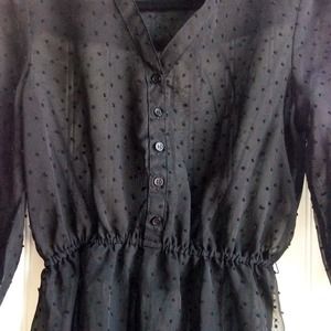 Black Chiffon Peplum Blouse