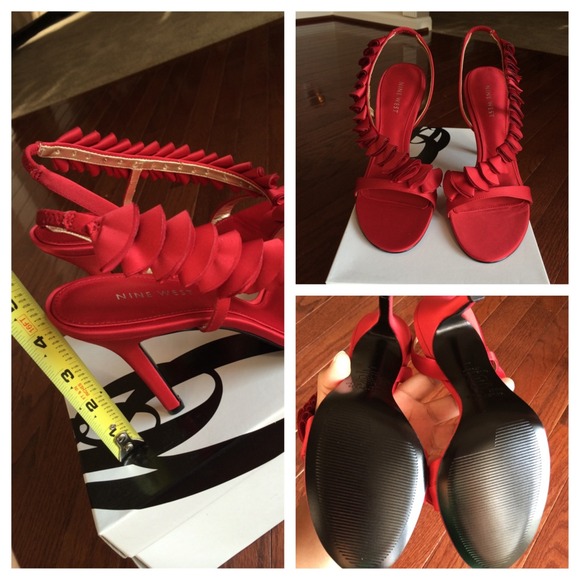 Nine West Fluffyx3 Red Sling Backs