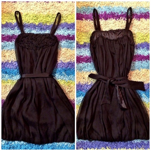 ALICE + OLIVIA Black Silk Bubble Mini Dress