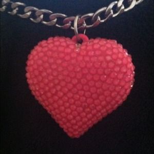 Pink chunky heart necklace