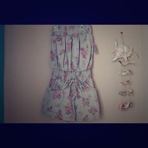 Denim floral romper