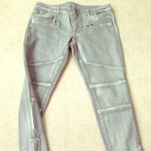 Michael Kors Holiday 14 silver coated moto denim