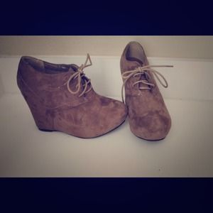 Suede wedge booties