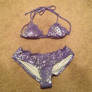 Purple VS bikini with silver hearts