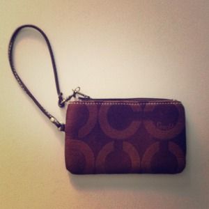 Brown Coach wristlet in perfect condition!