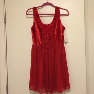 Free People red velvet and chiffon dress