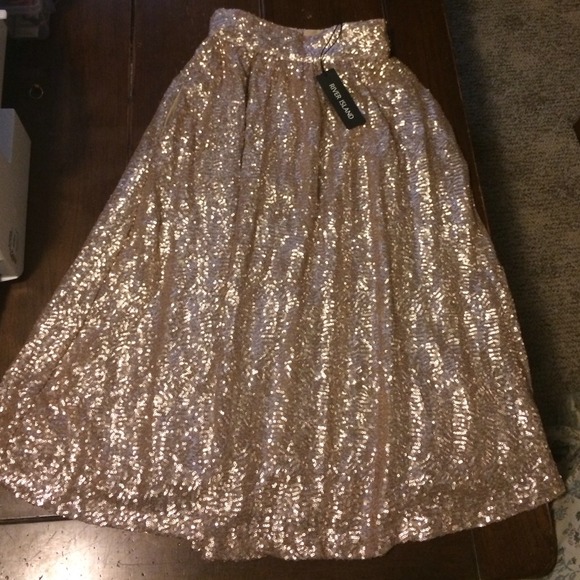 Gold sequin Midi skirt