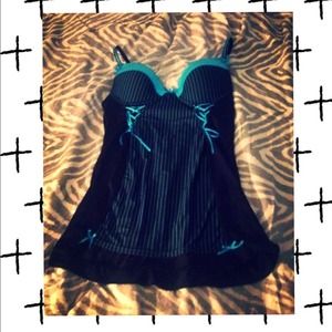 Teal & Pin Stripe Top