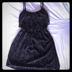 Silver on black confetti dress