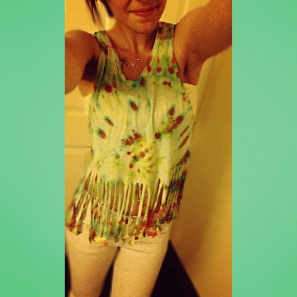 Tye dye frill shirt with tree shape back