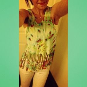 Tye dye frill shirt with tree shape back