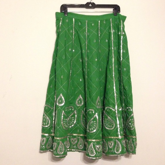 Green Sequined Skirt