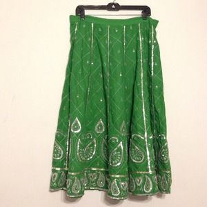 Green Sequined Skirt