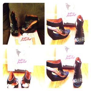 Jeffrey Campbell black wedge sandals