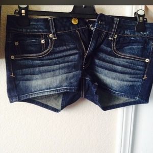 Dark washed denim shorts