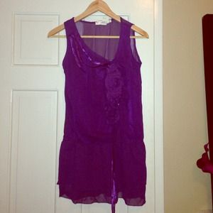 ⬇️REDUCED F21 purple ribbon sequin rosette tunic