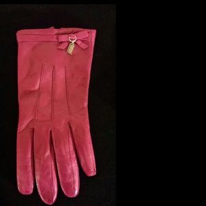 Pink Leather Coach Gloves