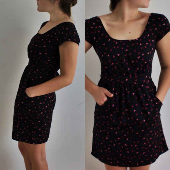 Bird Printed Open Bow Back Dress