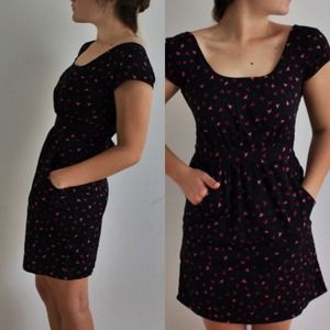 Bird Printed Open Bow Back Dress