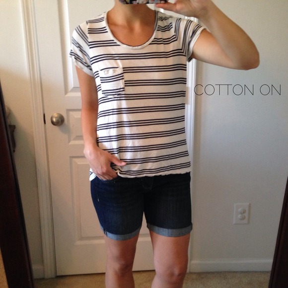 Cotton On Tops - STRIPED COTTON ON TEE