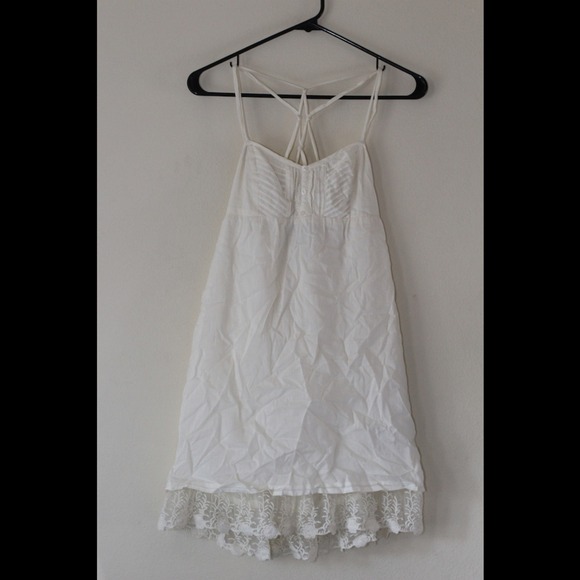 White Summer Dress with Lace Slip