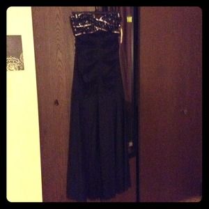Black strapless gown