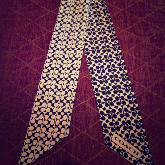 COACH Black and White SILK pony tail or neck scarf