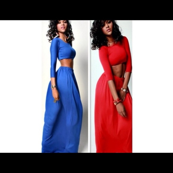 ⛔️SOLD⛔️ Red Maxi Skirt/Crop Top Set NWOT