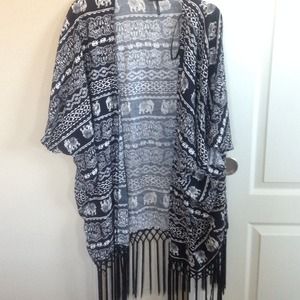 Black and white kimono with elephants!