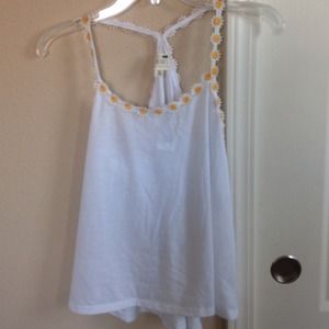 White tank top with sunflower design