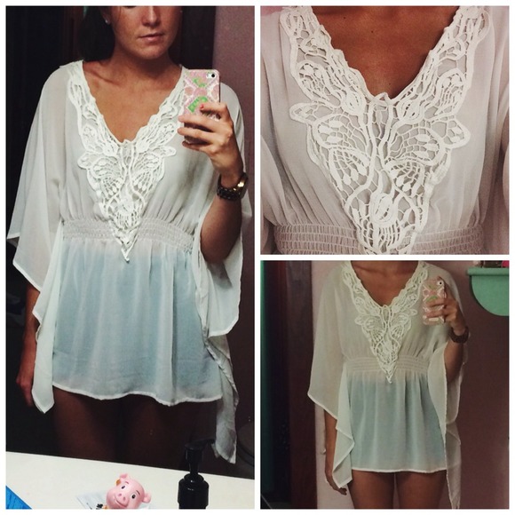 White Crochet Detailed Top (NWT)