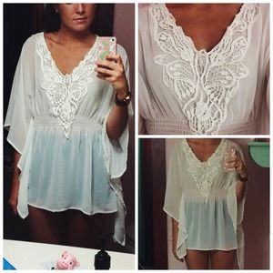 White Crochet Detailed Top (NWT)