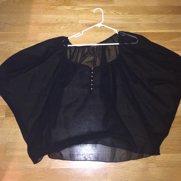 Black sheer top oversized