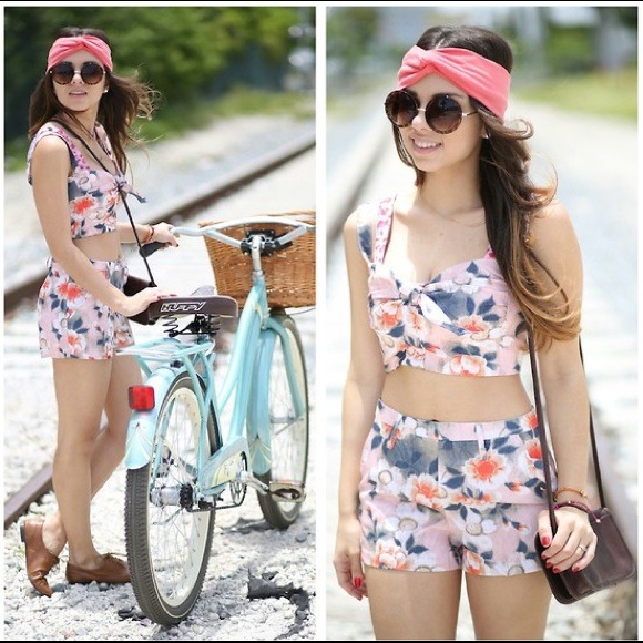 Pink Floral Print Two-Piece