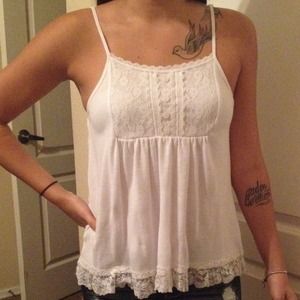 Cute, flared out, lace spaghetti top