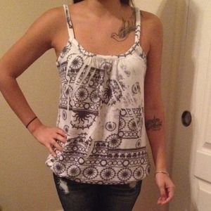 Graphic black & white comfy spaghetti strap top