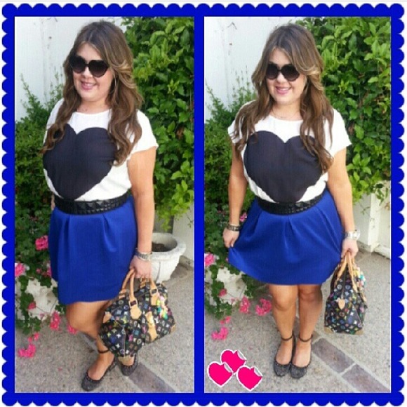 H&M BLACK & WHITE HEART PRINT CROP TOP